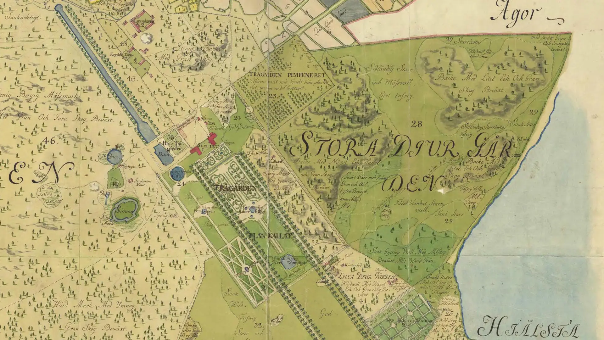 Karta från 1725 visande Ekolsunds slott
